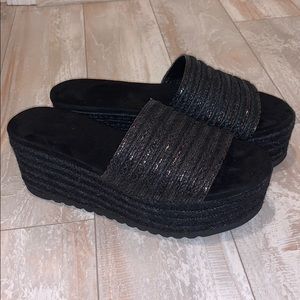 Nasty Gal Black Platform Sandals
